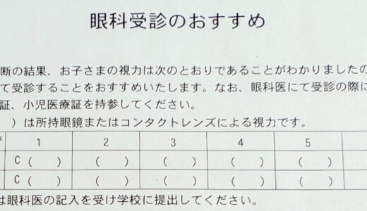小学校の視力検査でC判定→眼科へ再検査に行ってきた小1息子の話。